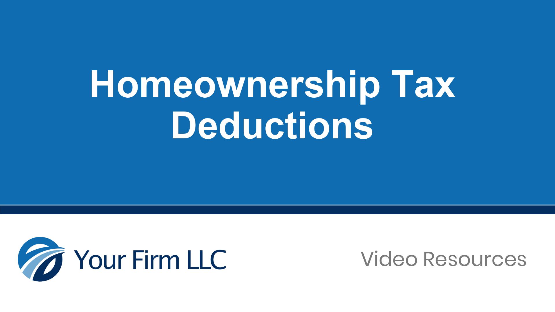 Homeownership Tax Deductions
