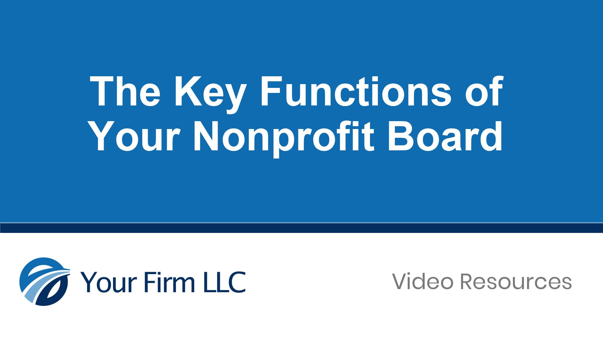 The Key Functions of Your Nonprofit Board
